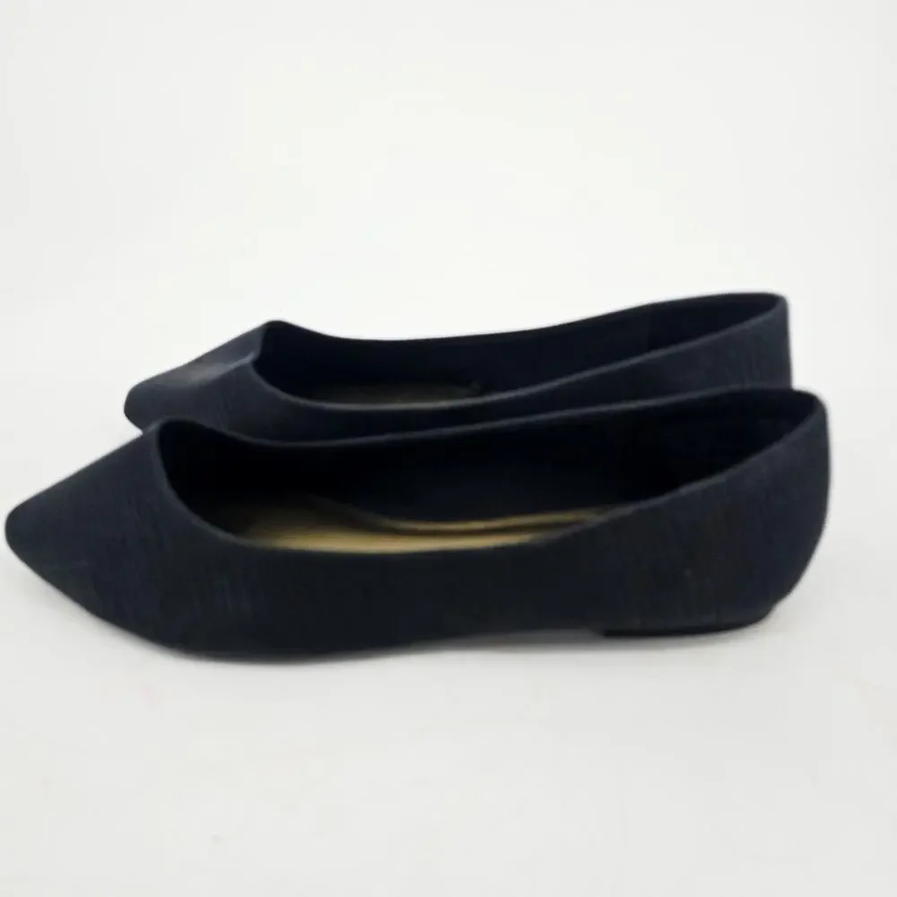 Christian Siriano Gigi Black Pointed Toe Ribbed Ballet Flat Shoe 8 W NEW - Picture 3 of 10